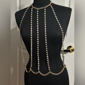 Source Unknown Gold and Silver Rhinestone Necklace